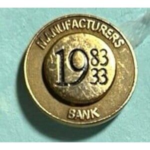1933-1983 Manufacturers Bank 50 year anniversary tie-tack/lapel pin GUC